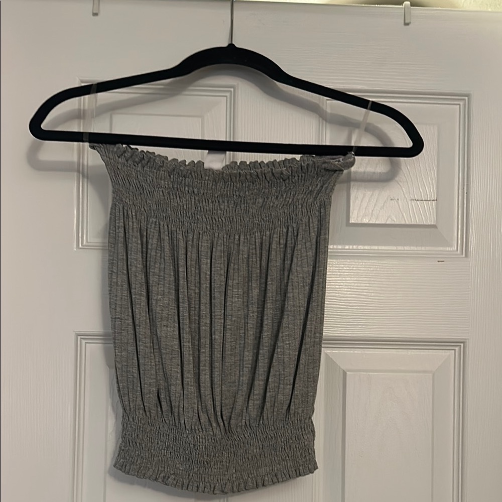 Gray strapless Smocked Top